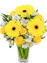 Bouquet di rose e gerbere gialle