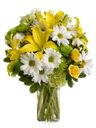 Bouquet di lilium gialli e rose gialle