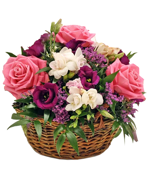 Composizione di rose rosa